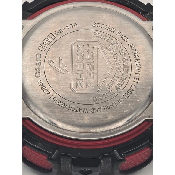 Casio G-Shock Watch GA-100-1A4 Matte Black Red Resin Analog Digital main image 9